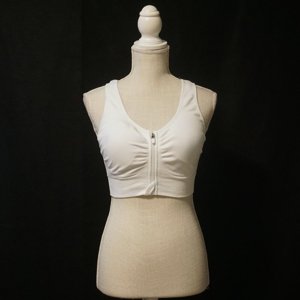 90 Degree by Reflex White Seamless Katie Zip Sports Bra Size Large